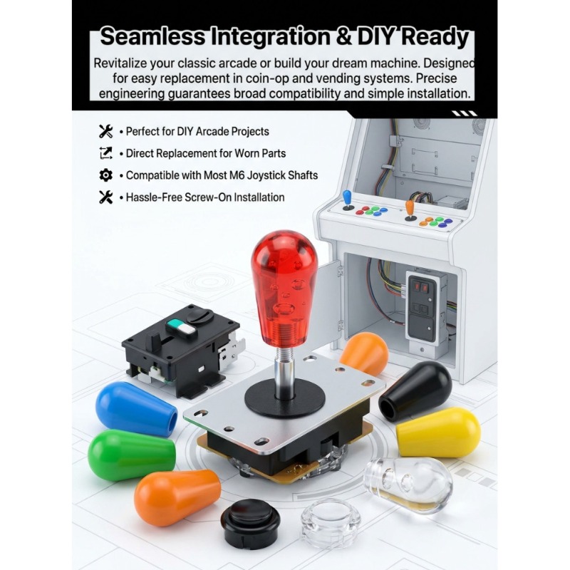 Vending Arcade Games - 1 Pezzo Joystick M6 con Testa