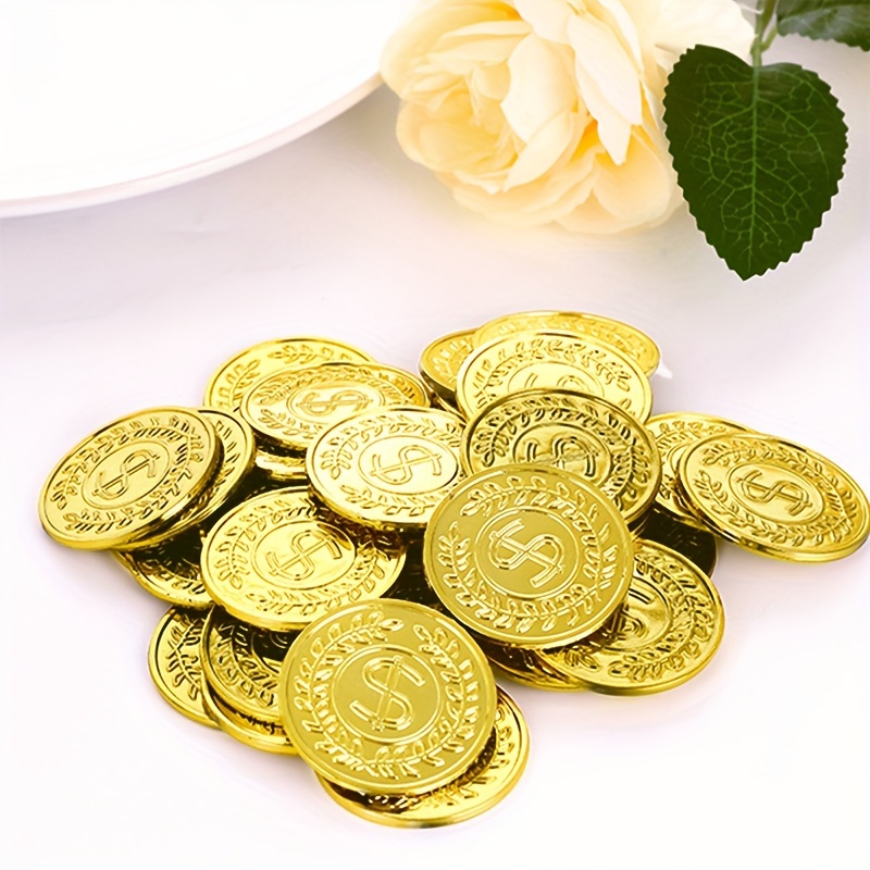 Arcade Game Coin - 50 Monete Dorate in Plastica per